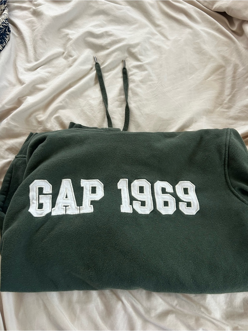 GAP Forest Green Crewneck Hoodie with White Logo - Picture 2 of 4